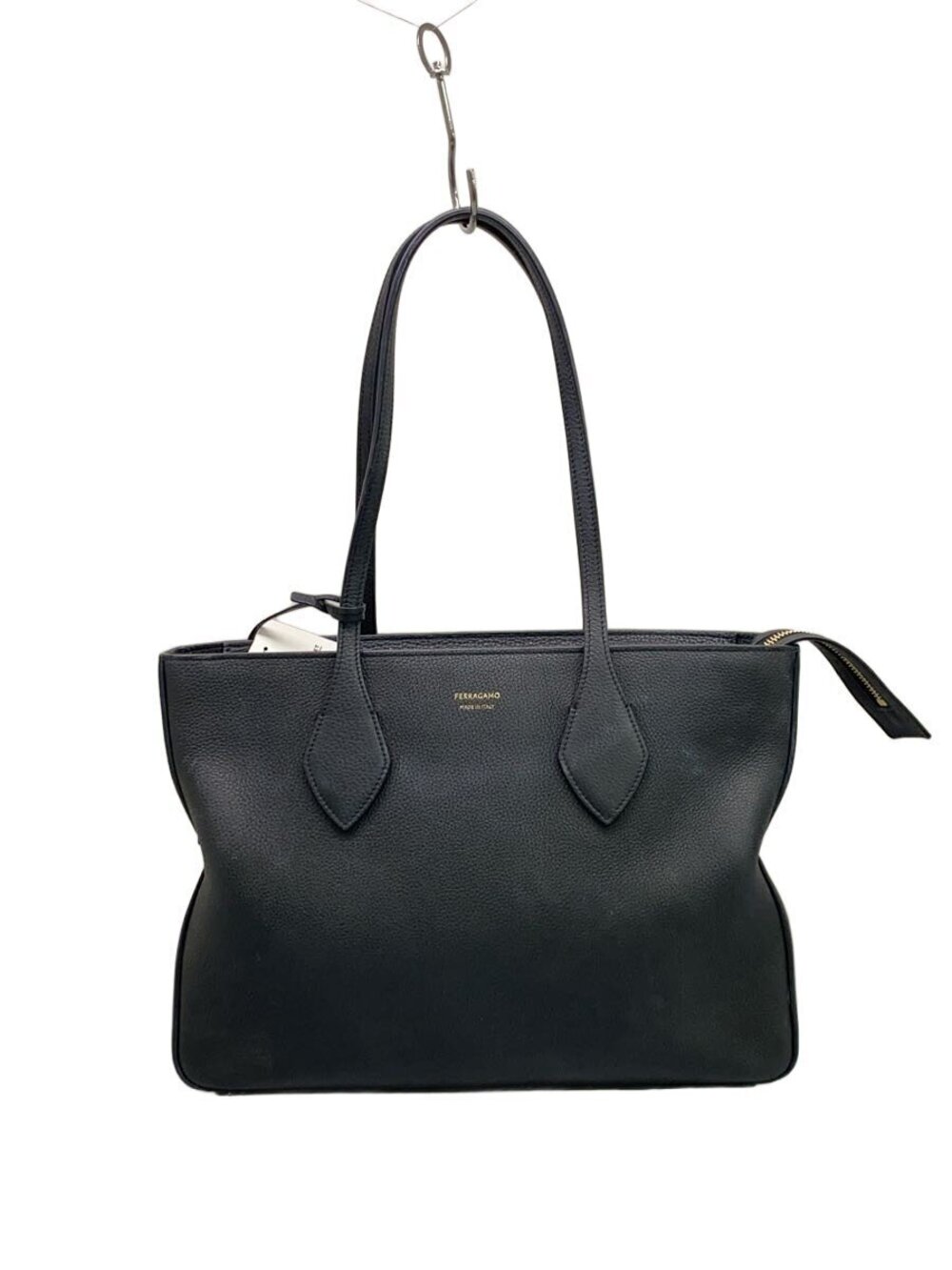 Salvatore Ferragamo Tote Bag Leather Black White
